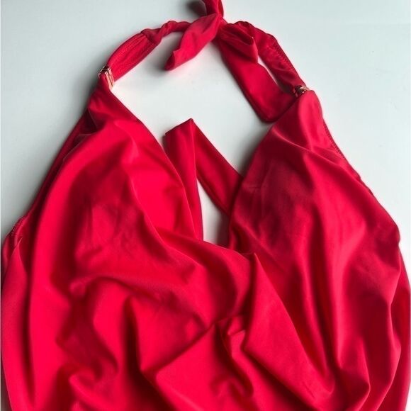 BAR III Solid Cowlneck One Piece Swimsuits Small Paradise Red swimwear size S - Picture 7 of 13